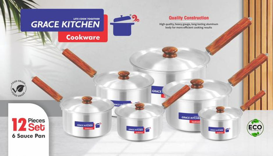 Metal Finish Saucepan Set  1 x 6 (16-18-20-23-26-28 CM)
